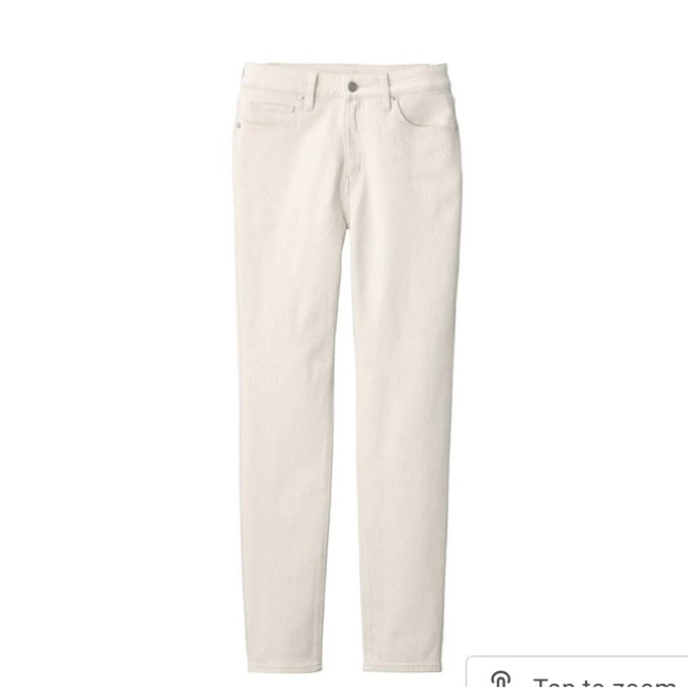 MUJI High-rise slim skinny ivory white organic jeans 24 27x30